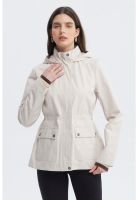 Chaqueta Mujer Con Gorro Arena