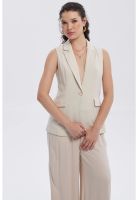 Blazer Mujer Lino 2 Bolsillos Arena