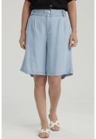 Bermuda Mujer Tencel Tiro Alto Azul Claro