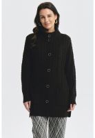 Sweater Mujer Largo Con Botón Negro