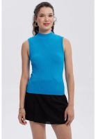 Polera Mujer Rib Azul Claro