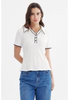 Polera Mujer Medio Cierre Crudo