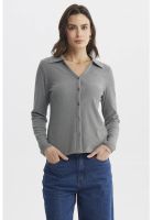 Sweater Mujer Cuello Camisero Gris Marengo
