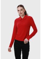 Polera Mujer Medio Cierre Estampado Rojo