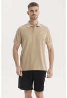 Polera Hombre Slim Cuello Camisero Beige