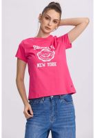 Polera Mujer Básica Print Fucsia