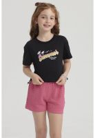Polera Niña Ajustador Costado Negro