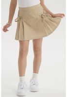 Falda Niña Pliegues Laterales Beige