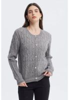 Sweater Mujer Slim Cuello Redondo Gris