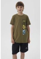 Polera Niño Print Posicional Verde Militar