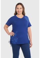 Polera Mujer Print & Strass Azul