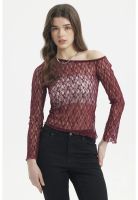 Polera Mujer Hombro Asimétrico Vino