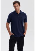 Polera Hombre Piqué Básica Lisa Azul Marino