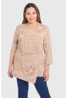 Polera Mujer Estampada Beige - ll