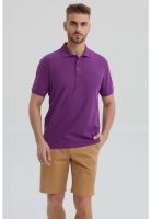 Polera Hombre Piqué Básica Lisa Morado