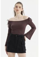 Polera Mujer Bardot Hombros Chocolate