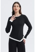 Polera Mujer Borde En Contraste Negro