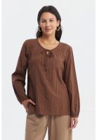 Blusa Mujer Cuello Camisero Café