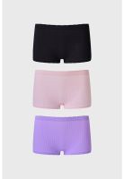 Calzón Mujer Tripack Short Liso Rib Negro