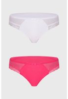 Calzón Mujer Bipack Bikini Detalle Mesh Fucsia