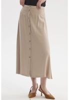 Falda Mujer Midi Beige Claro