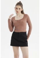 Polera Mujer Escote Abotonado Verde Olivo