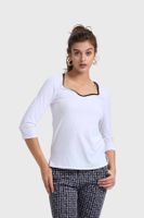 Polera Mujer Escote Corazón Blanco