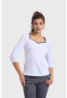 Polera Mujer Escote Corazón Blanco