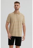 Polera Hombre Cuello Camisero Beige- ll