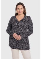 Polera Mujer Con Aplicación Escote Negro