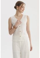 Polera Mujer Aplicación Botones Crudo - ll