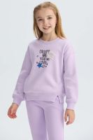 Polerón Niña Cerrado Con Print Lila