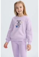 Polerón Niña Cerrado Con Print Lila