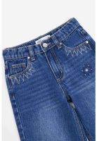 Jeans Niña Flare Con Strass Azul