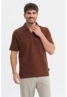 Polera Hombre Slim Cuello Polo Café