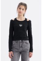 Polera Niña Aberturas Negro