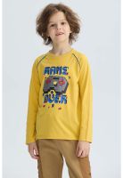 Polera Niño Print Relieve Amarillo