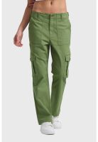 Pantalón Mujer Semi Recto Gabardina Verde