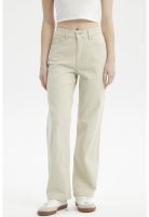 Jeans Mujer Calce Recto Color Beige