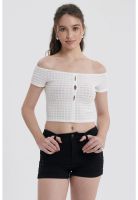 Polera Mujer Escote Bardot Blanco