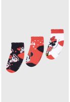 Calceta Niña Tripack Minnie Mouse Rojo
