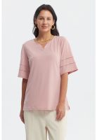 Polera Mujer Textura Palo Rosa