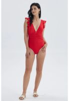 Traje De Baño Mujer Entero Vuelos Rojo