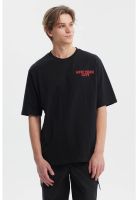 Polera Hombre Oversize Doble Print Negro