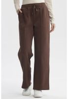 Pantalón De Buzo Mujer Wide Leg Cafe