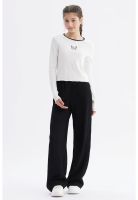 Pantalón Niña Wide Leg Textura Negro