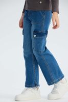 Jeans Niña Cargo Calce Recto Azul
