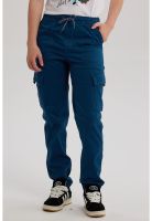 Pantalón Niño Gabardina Jogger Cargo Petróleo