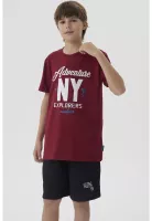Polera Niño Letras Bordadas Burdeo