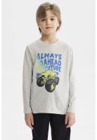 Polera Niño Bordados Gris Melange